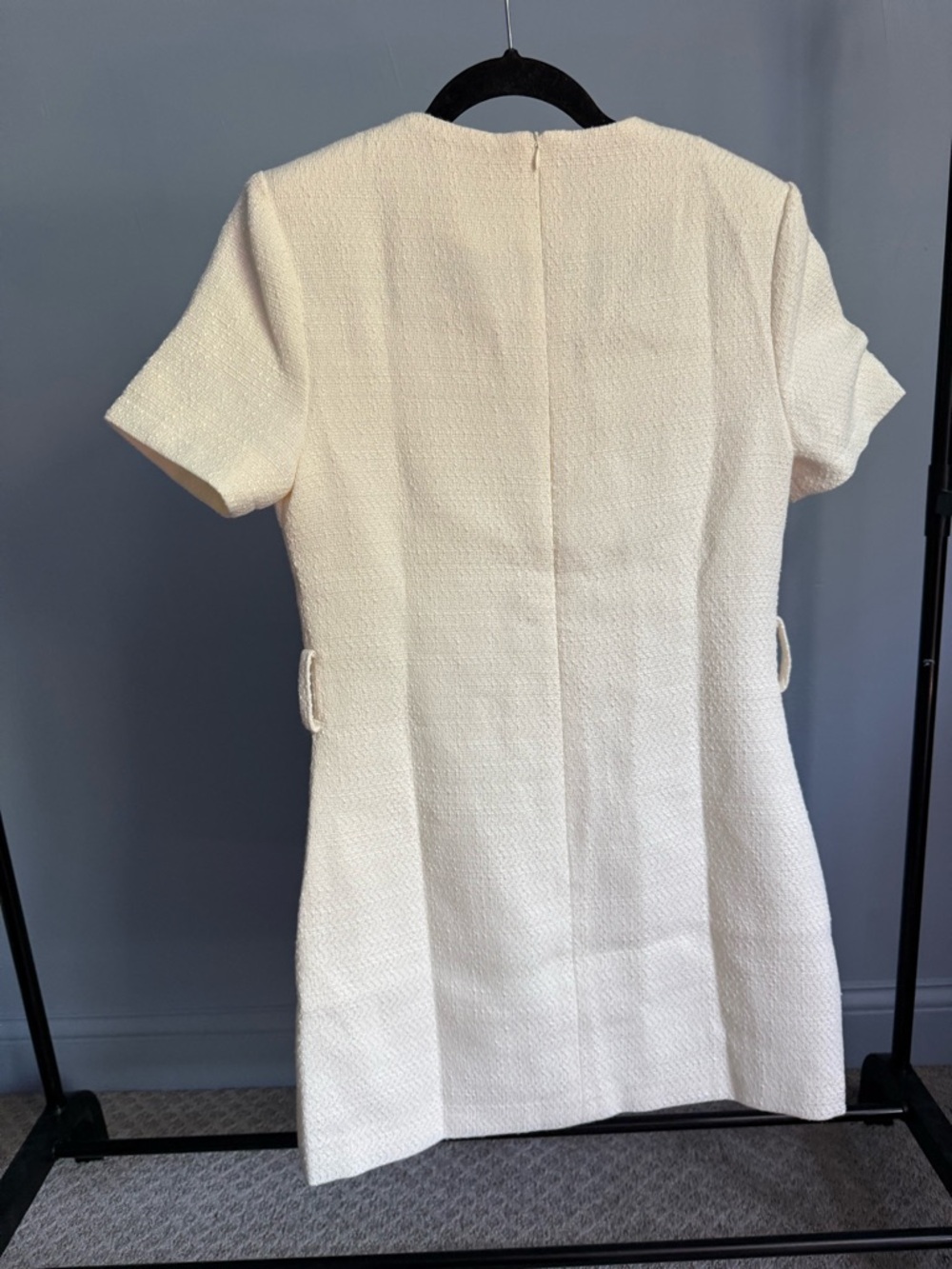 NWT Commense Cream Short Sleeve A-Line Dress with Gold Buttons *missing belt* - Picture 8 of 10